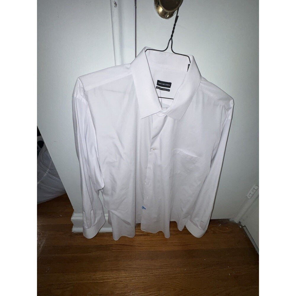 2 Men’s Van Heusen White Button down shirts (read description)